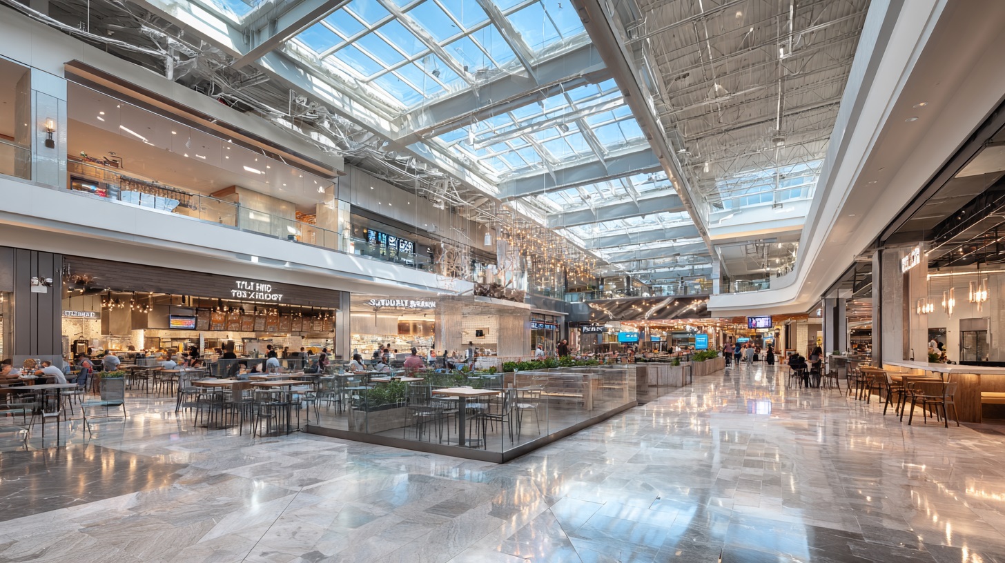 Стеклянное ограждение фуд-кортов