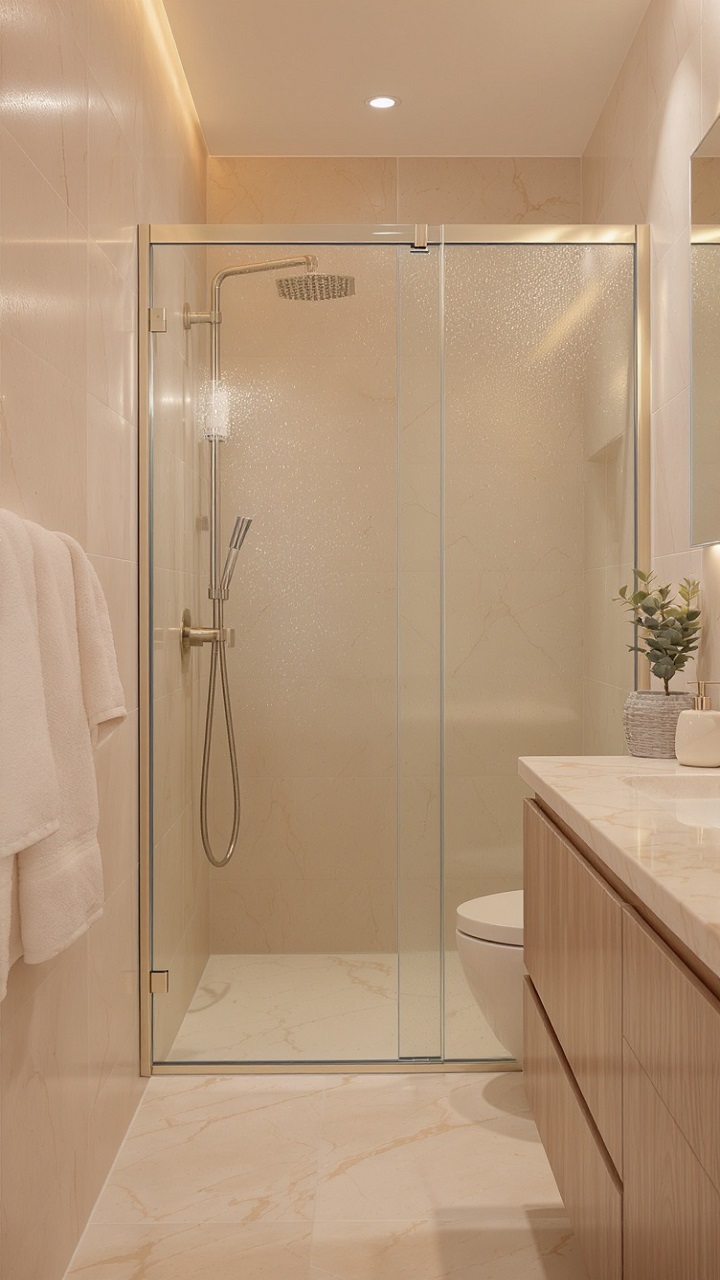 Стеклянная матовая перегородка для ванной комнаты и душа