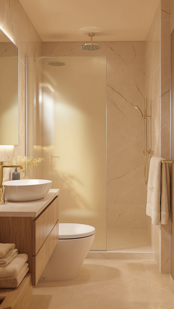 Матовая стеклянная перегородка для душа