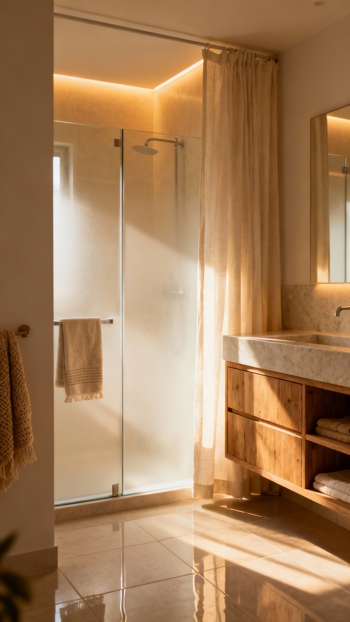 Матовая перегородка для душа из стекла