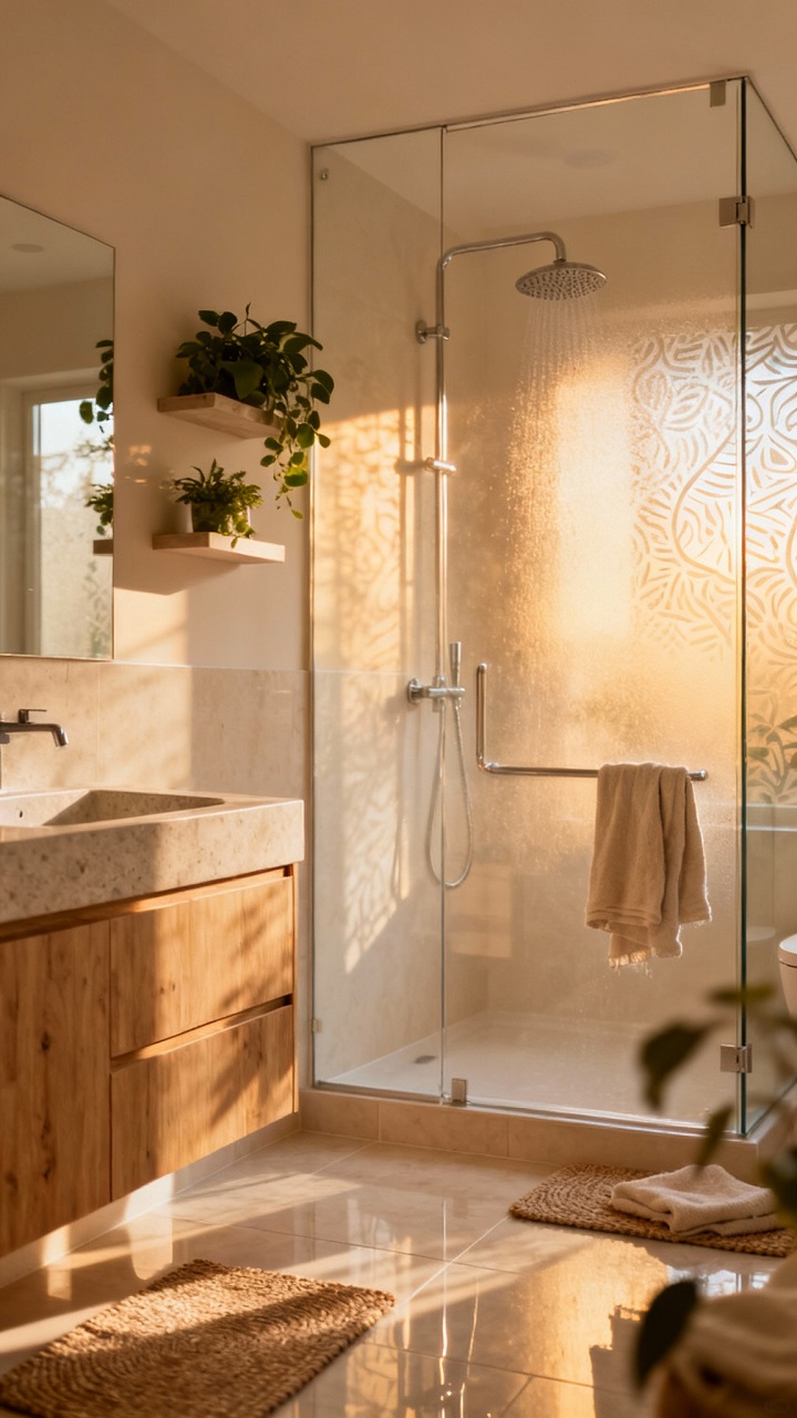 Стеклянная матовая перегородка для душа