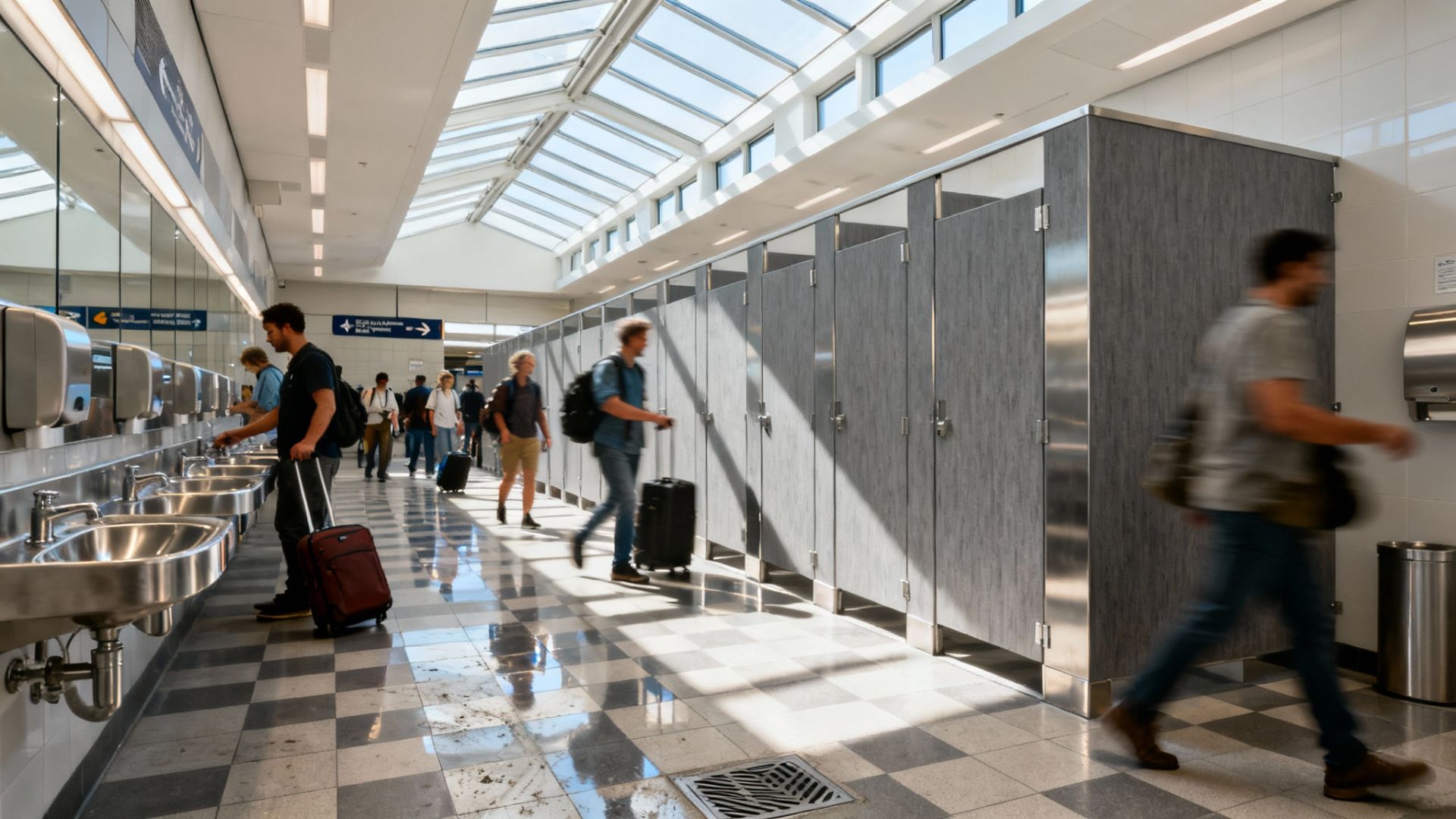 Туалетные перегородки для общественных санузлов  на вокзалах