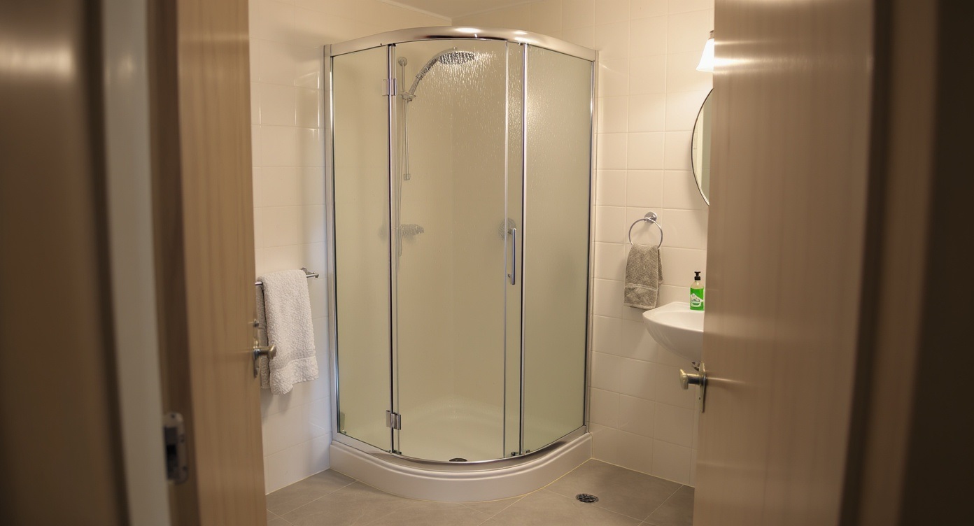 Установка угловых душевых кабин